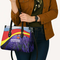 Macedonia Leather Bag with Lavender Field and Bloom Curve Design - Wonder Print Shop