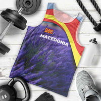 Macedonia Men Tank Top with Lavender Field and Bloom Curve Design - Wonder Print Shop