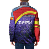 Macedonia Padded Jacket with Lavender Field and Bloom Curve Design - Wonder Print Shop
