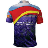 Macedonia Polo Shirt with Lavender Field and Bloom Curve Design - Wonder Print Shop