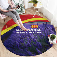 Macedonia Round Carpet with Lavender Field and Bloom Curve Design - Wonder Print Shop
