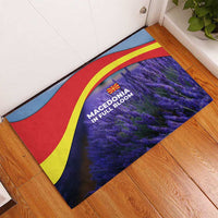 Macedonia Rubber Doormat with Lavender Field and Bloom Curve Design - Wonder Print Shop