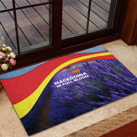 Macedonia Rubber Doormat with Lavender Field and Bloom Curve Design - Wonder Print Shop