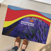 Macedonia Rubber Doormat with Lavender Field and Bloom Curve Design - Wonder Print Shop