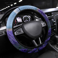 Macedonia Steering Wheel Cover with Lavender Field and Bloom Curve Design - Wonder Print Shop