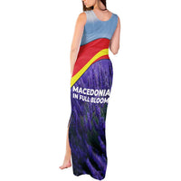 Macedonia Tank Maxi Dress with Lavender Field and Bloom Curve Design - Wonder Print Shop