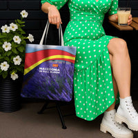 Macedonia Tote Bag with Lavender Field and Bloom Curve Design - Wonder Print Shop