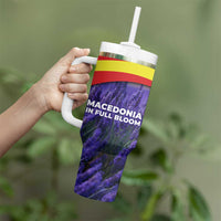 Macedonia Tumbler With Handle with Lavender Field and Bloom Curve Design - Wonder Print Shop