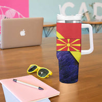 Macedonia Tumbler With Handle with Lavender Field and Bloom Curve Design - Wonder Print Shop