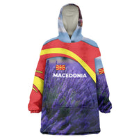 Macedonia Wearable Blanket Hoodie with Lavender Field and Bloom Curve Design - Wonder Print Shop