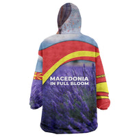 Macedonia Wearable Blanket Hoodie with Lavender Field and Bloom Curve Design - Wonder Print Shop