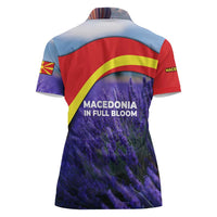 Macedonia Women Polo Shirt with Lavender Field and Bloom Curve Design - Wonder Print Shop
