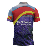 Macedonia Zipper Polo Shirt with Lavender Field and Bloom Curve Design - Wonder Print Shop