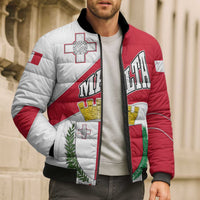 Malta Bomber Puffer Jacket with Coat of Arms and Island Map Design - Wonder Print Shop