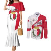 Malta Couples Matching Mermaid Dress and Long Sleeve Button Shirt with Coat of Arms and Island Map Design - Wonder Print Shop