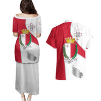 Malta Couples Matching Puletasi and Hawaiian Shirt with Coat of Arms and Island Map Design - Wonder Print Shop