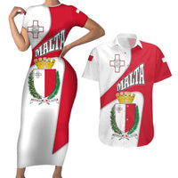Malta Couples Matching Short Sleeve Bodycon Dress and Hawaiian Shirt with Coat of Arms and Island Map Design - Wonder Print Shop