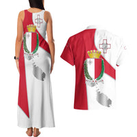 Malta Couples Matching Tank Maxi Dress and Hawaiian Shirt with Coat of Arms and Island Map Design - Wonder Print Shop