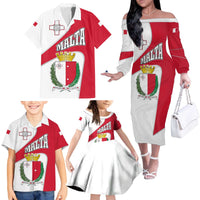 Malta Family Matching Off The Shoulder Long Sleeve Dress and Hawaiian Shirt with Coat of Arms and Island Map Design - Wonder Print Shop