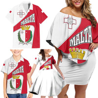 Malta Family Matching Off Shoulder Short Dress and Hawaiian Shirt with Coat of Arms and Island Map Design - Wonder Print Shop