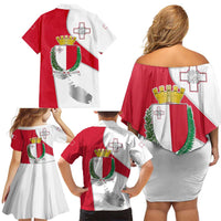 Malta Family Matching Off Shoulder Short Dress and Hawaiian Shirt with Coat of Arms and Island Map Design - Wonder Print Shop