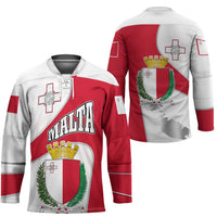 Malta Hockey Jersey with Coat of Arms and Island Map Design - Wonder Print Shop