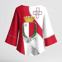 Malta Kimono Sleeve Blouse with Coat of Arms and Island Map Design - Wonder Print Shop
