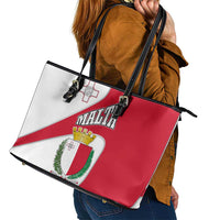 Malta Leather Tote Bag with Coat of Arms and Island Map Design - Wonder Print Shop