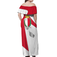 Malta Off Shoulder Maxi Dress with Coat of Arms and Island Map Design - Wonder Print Shop