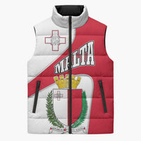 Malta Sleeveless Puffer Jacket with Coat of Arms and Island Map Design - Wonder Print Shop