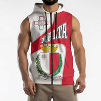 Malta Sleeveless Zip Hoodie with Coat of Arms and Island Map Design - Wonder Print Shop