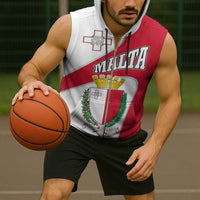 Malta Sleeveless Zip Hoodie with Coat of Arms and Island Map Design - Wonder Print Shop