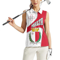 Malta Women Sleeveless Polo Shirt with Coat of Arms and Island Map Design - Wonder Print Shop