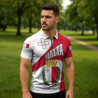 Malta Zipper Polo Shirt with Coat of Arms and Island Map Design - Wonder Print Shop