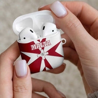 Malta AirPods Case with Red White Crossburst Design - Wonder Print Shop