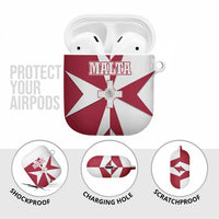Malta AirPods Case with Red White Crossburst Design - Wonder Print Shop