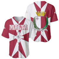 Malta Baseball Jersey with Red White Crossburst Design - Wonder Print Shop