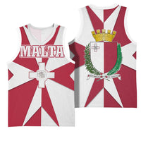 Malta Basketball Jersey with Red White Crossburst Design - Wonder Print Shop