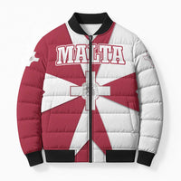 Malta Bomber Puffer Jacket with Red White Crossburst Design - Wonder Print Shop