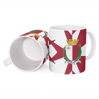 Malta Ceramic Mug with Red White Crossburst Design - Wonder Print Shop