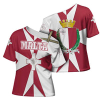 Malta Cross Shoulder Shirt with Red White Crossburst Design - Wonder Print Shop