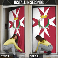 Malta Door Cover with Red White Crossburst Design - Wonder Print Shop
