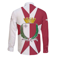 Malta Family Matching Long Sleeve Bodycon Dress and Hawaiian Shirt with Red White Crossburst Design - Wonder Print Shop