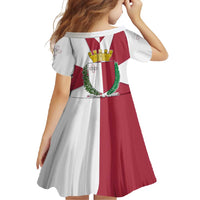 Malta Family Matching Off Shoulder Maxi Dress and Hawaiian Shirt with Red White Crossburst Design - Wonder Print Shop