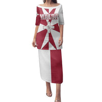 Malta Family Matching Puletasi and Hawaiian Shirt with Red White Crossburst Design - Wonder Print Shop