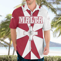 Malta Hawaiian Shirt with Red White Crossburst Design - Wonder Print Shop