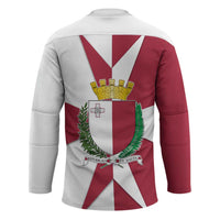 Malta Hockey Jersey with Red White Crossburst Design - Wonder Print Shop