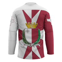 Malta Hockey Jersey with Red White Crossburst Design - Wonder Print Shop