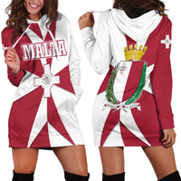 Malta Hoodie Dress with Red White Crossburst Design - Wonder Print Shop