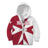 Malta Kid Hoodie with Red White Crossburst Design - Wonder Print Shop